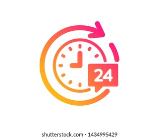 24 hours delivery icon. Time or stopwatch sign. Classic flat style. Gradient 24h delivery icon. Vector
