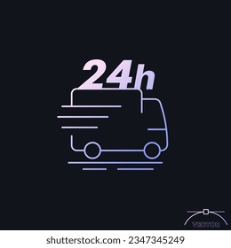24 hours delivery icon with van, vector