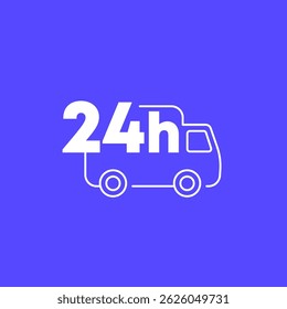24 hours delivery icon with van, vector design