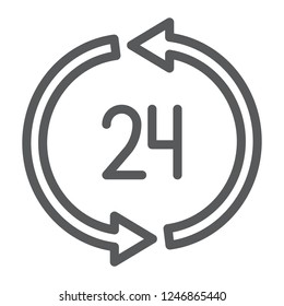 24 hours delivery line icon, service and delivery, twenty four hour sign, vector graphics, a linear pattern on a white background, eps 10.