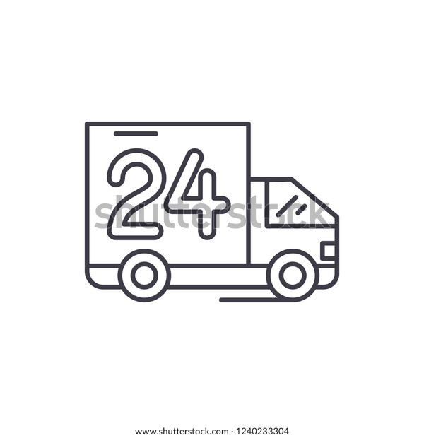 24 hours delivery  line icon\
concept. 24 hours delivery  vector linear illustration, symbol,\
sign