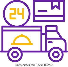 24 Hours Delivery Line Two Color Vector Icon Design