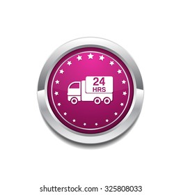 24 Hours Delivery Pink Vector Button Icon