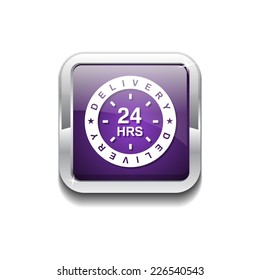 24 Hours Delivery Purple Vector Icon Button