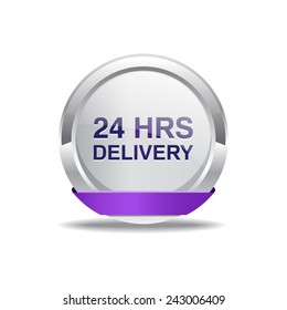 24 Hours Delivery Purple Vector Icon Button