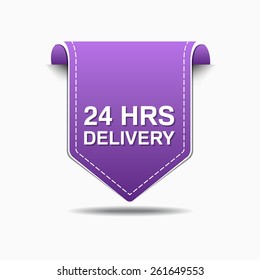 24 Hours Delivery Purple Vector Icon Design