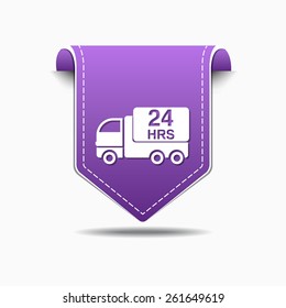 24 Hours Delivery Purple Vector Icon Design