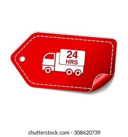 24 Hours Delivery Red Vector Icon Design