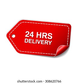 24 Hours Delivery Red Vector Icon Design