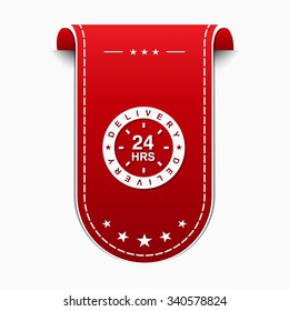 24 Hours Delivery Red Vector Icon Design