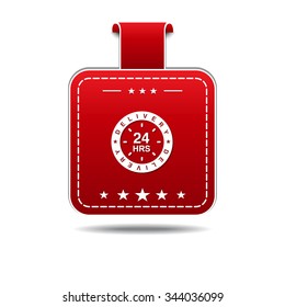 24 Hours Delivery Red Vector Icon Design