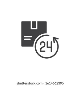 24 hours delivery service vector icon. filled flat sign for mobile concept and web design. Twenty four hours shipping glyph icon. Symbol, logo illustration. Vector graphics