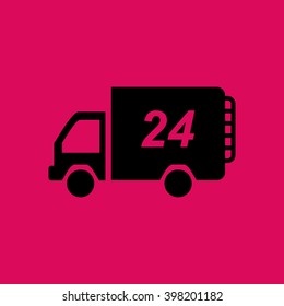 24 Hours Delivery Van Icon. Eps-10.
