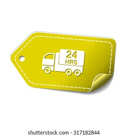 24 Hours Delivery Yellow Vector Icon Design