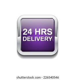 24 Hours Dlivery Purple Vector Icon Button