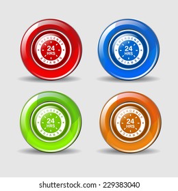 24 Hours Emergency Colorful Vector Icon Design