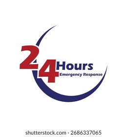 Logotipo De Emergência 24 Horas Com Vetor Vermelho E Azul Negrito
