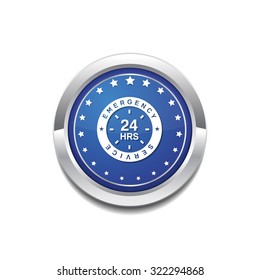 24 Hours Emergency Service Blue Vector Icon Button
