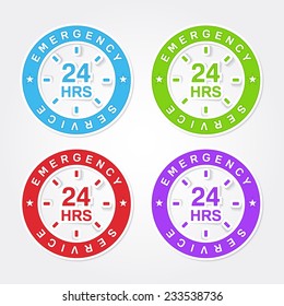 24 Hours Emergency Service Colorful Vector Icon Design