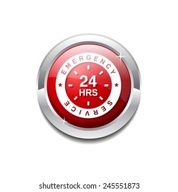 24 Hours Emergency Service Red Vector Icon Button