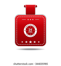 24 Hours Emergency Service Red Vector Icon Design