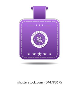 24 Hours Emergency Service Violet Vector Icon Design