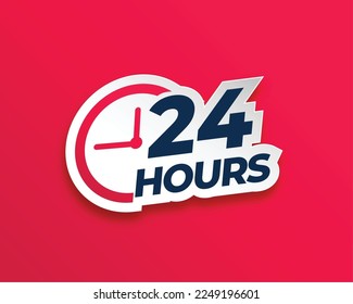 24 hours everyday service concept sticker with clock sign vector 