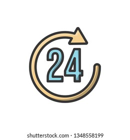 24 hours filled outline icon