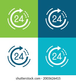 24 Hours Flat four color minimal icon set