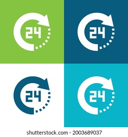24 Stunden Flache vier Farben minimale Icon Set