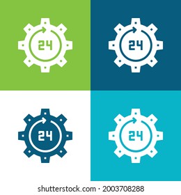 24 Hours Flat four color minimal icon set