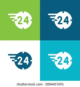 24 horas Plano cuatro colores mínimo conjunto de iconos