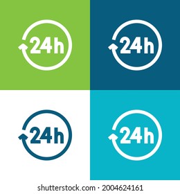 24 Hours Flat four color minimal icon set