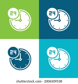 24 Hours Flat four color minimal icon set