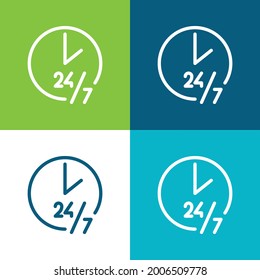 24 Hours Flat four color minimal icon set