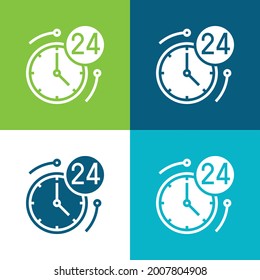 24 Hours Flat four color minimal icon set