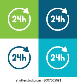 24 Hours Flat four color minimal icon set