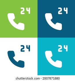 24 horas Plano cuatro colores mínimo conjunto de iconos