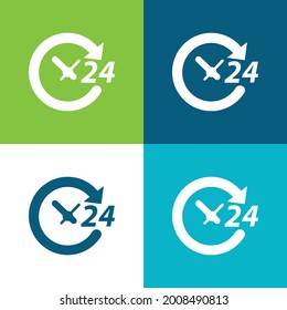 24 Stunden Flache vier Farben minimale Icon Set