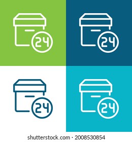 24 Hours Flat four color minimal icon set