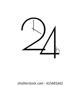 24 hours. Flat icon.