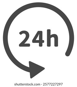 24 hours flat icon vector isolated on white background.