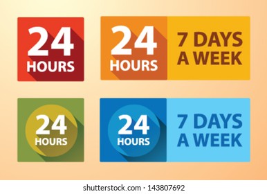24 hours flat icons