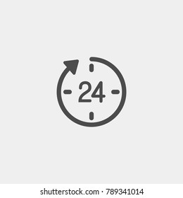 24 hours flat vector icon