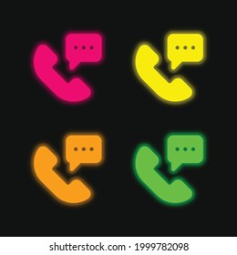 24 Hours four color glowing neon vector icon