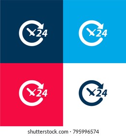 24 hours four color material and minimal icon logo set in red and blue