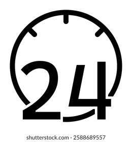 24 Hours Glyph Icon Design For Personal And Commercial Use