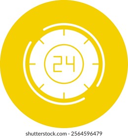 24 Hours Glyph Multi Circle Vector Icon Design