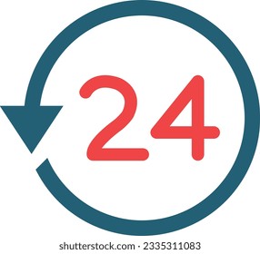 24 Hours Glyph Two Color Icon For Personal And Commercial Use.

