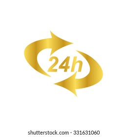 24 hours - gold vector icon